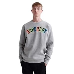 Superdry Men’s Appliqué Crewneck Sweatshirt Grey Size M